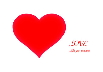 red heart love. Valentine's Day. Hearts vector isolated on white background. Simple heart drawing for projects. Valentine symbol template. Add your text field. Greeting card. Vector