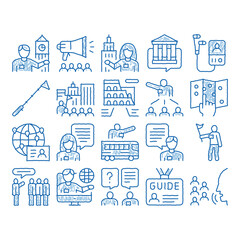 Guide Lead Traveler icon hand drawn illustration