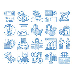 Trade War Business icon hand drawn illustration