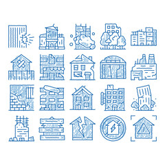 Broken House Building icon hand drawn illustration