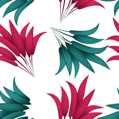 tropical leaf, green, pink color. isolated
