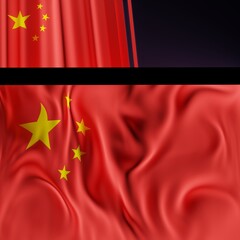 Abstract China Flag 3D Render (3D Artwork)