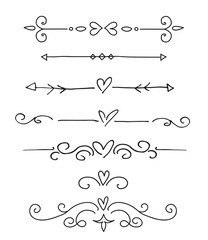 hand drawn floral dividers set in doodle style