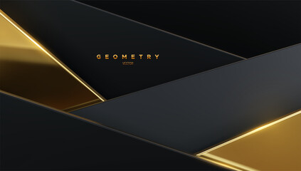 Fototapeta premium Abstract background with black and golden geometric shapes.