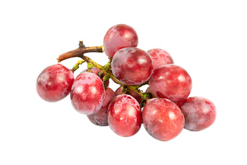 Bunch of pink grapes close up isolated on white background.