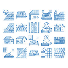 Roof Housetop Material icon hand drawn illustration