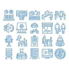 Office And Workplace icon hand drawn illustration