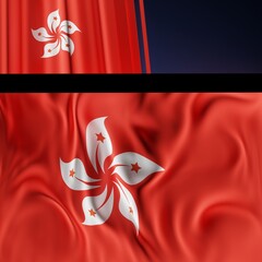 Abstract Hong Kong Flag 3D Render (3D Artwork)
