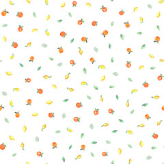 Watercolor summer fruits background . Seamless hand drawn pattern