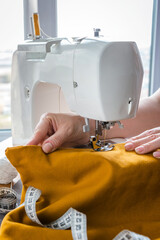 Sewing. Recycling Made by hand from home. sewing machine  project quarantine, lockdown. home...