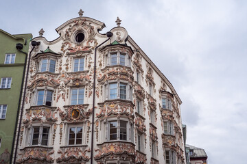 Fototapeta premium Hoelblinghaus or Hoelbing House in Herzog Friedrich Strasse, a Baroque Building Facade or Exterior in Innsbruck, Tyrol, Austria