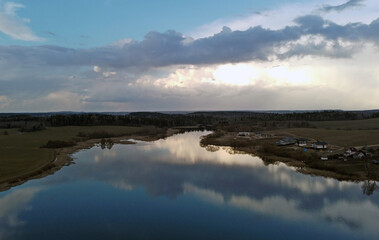 Top view of the lake water surface