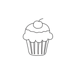 hand drawn cupcake vector illustration in doodle style