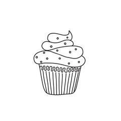 hand drawn cupcake vector illustration in doodle style