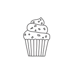 hand drawn cupcake vector illustration in doodle style