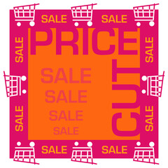 Price Cut Pink Orange Sale Square Shopping Carts 