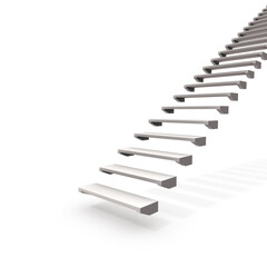 象徴的な上りの階段。キャリアの始まり。白バック。3Dレンダリング。