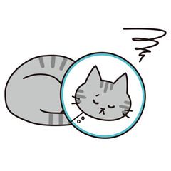 エリザベスカラーを付けている具合が悪そうなサバトラ猫