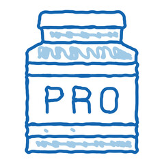 Bottle Pro Sport Nutrition doodle icon hand drawn illustration