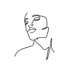 Abstract continuous line drawing. A girl with geometric and organic shapes.