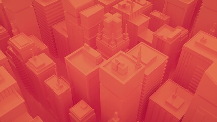 Fototapeta na wymiar Abstract orange city with skyscrapers. Abstract isometric city. 3d rendering