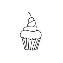 hand drawn cupcake vector illustration in doodle style