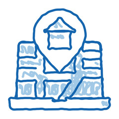 House Marker Location On Map doodle icon hand drawn illustration