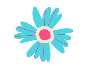 Cute sticker of colorful flower on white background