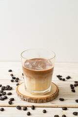 Dirty coffee, cold milk topped with hot espresso coffee shot