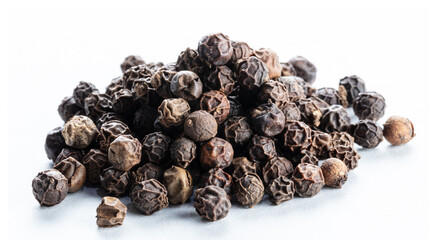 spicy black pepper in a bunch isolated white background