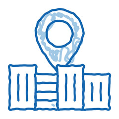 Gps Locaton Mark And Building doodle icon hand drawn illustration