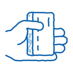 Hand Holding Credit Card doodle icon hand drawn illustration