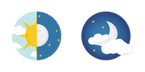 Day night concept, sun and moon, day night icon