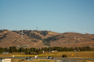 Power generation windmills on the mountains near Palm Springs California, United States of America aka USA