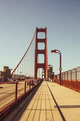 A vertical shot of the Golden Gate Bridge in San Francisco, United States of America aka USA