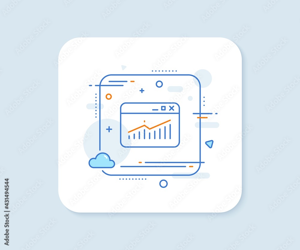 Aufkleber website traffic line icon. abstract square vector button. report chart or sales growth sign. analysi