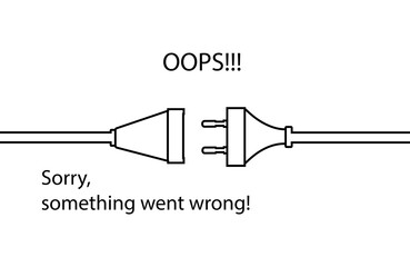 Vector Electric Plug and Socket unplugged - flat line minimalistic design 404 error