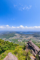 Obraz premium 開聞岳山頂から見た景色 鹿児島県指宿市 Scenery seen from the summit of Mt. Kaimondake Kagoshima-ken Ibusuki city 