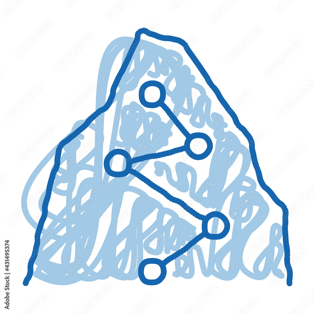 Sticker direction way points mountain alpinism doodle icon hand drawn illustration