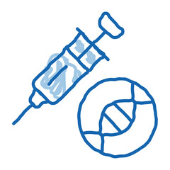 Syringe Injection Vaccine Biomaterial doodle icon hand drawn illustration