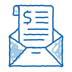 Invoice Message In Envelope And Dollar doodle icon hand drawn illustration