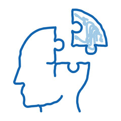 Puzzle Detail Man Silhouette Headache doodle icon hand drawn illustration