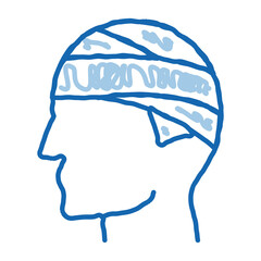 Bandaged Head Man Silhouette Headache doodle icon hand drawn illustration