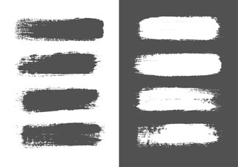 Set of grunge lines. Black and white ink vector brush strokes. Artistic design elements