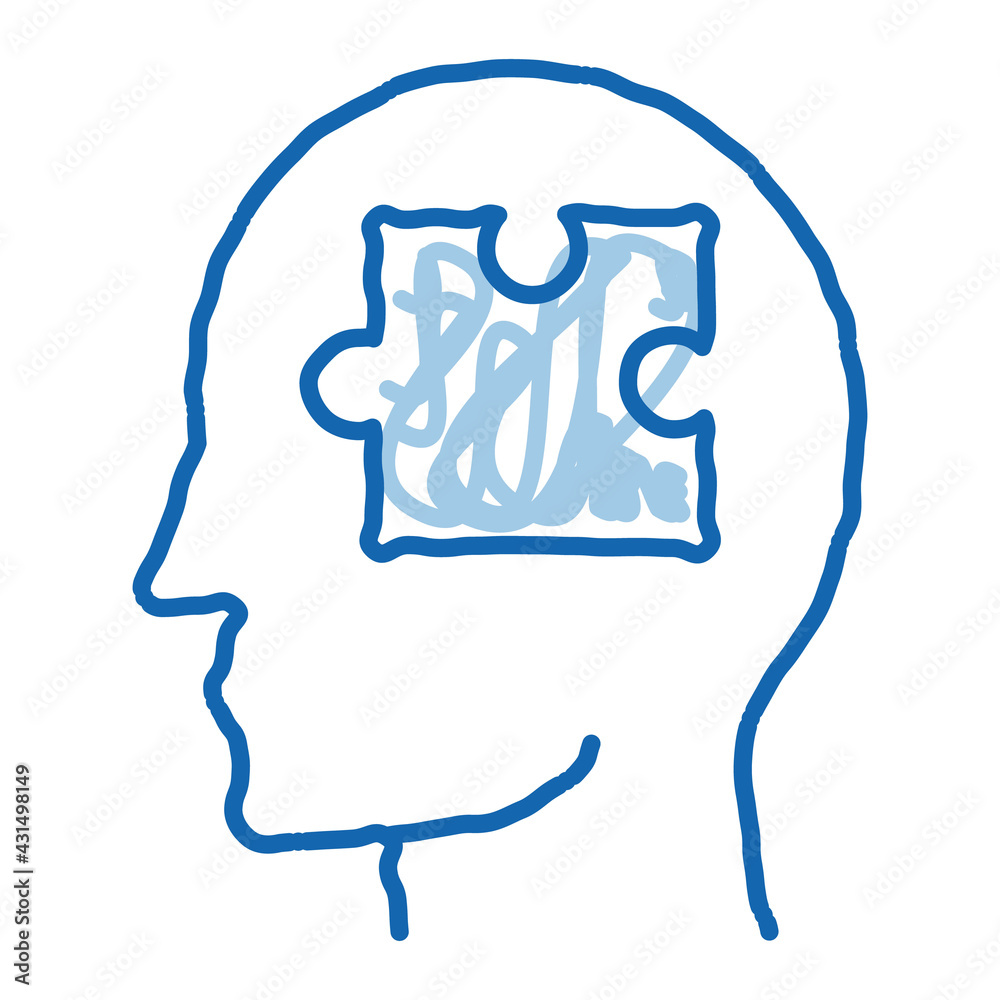 Canvas Prints Puzzle Detail In Man Silhouette Mind doodle icon hand drawn illustration