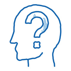 Question Mark In Man Silhouette Mind doodle icon hand drawn illustration