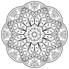 Mandala pattern Coloring book wallpaper design art. tile pattern greeting card sticker lace pattern and tattoo, yoga design. hand drawn mandala vector. on white background