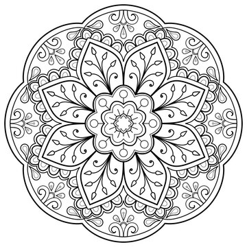 Mandala pattern Coloring book wallpaper design art. tile pattern greeting card sticker lace pattern and tattoo, yoga design. hand drawn mandala vector. on white background