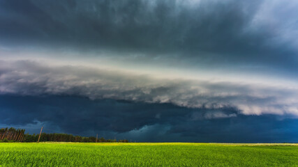 Storm Clouds in sunset light, dramatic storm clouds