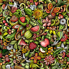 Naklejka premium Cartoon doodles Summer seamless pattern.